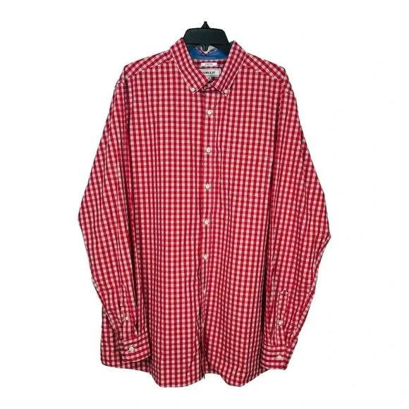 Crown & Ivy Long Sleeve Button Down Red White Checked‎ Men Size XLT - Picture 1 of 7